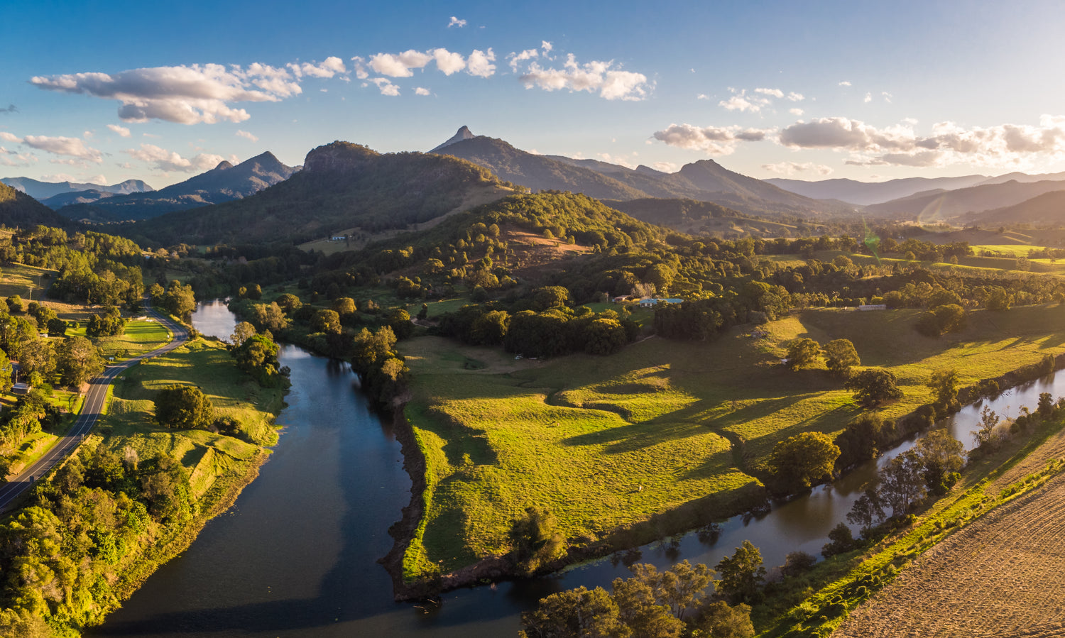 View of Wollumbin-Mount Warning and the Tweed River.